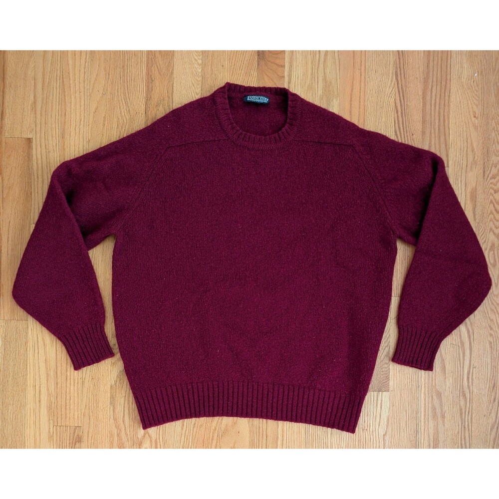 Vintage Lands End Sweater Mens XL Large Shetland Wool Crewneck Made England